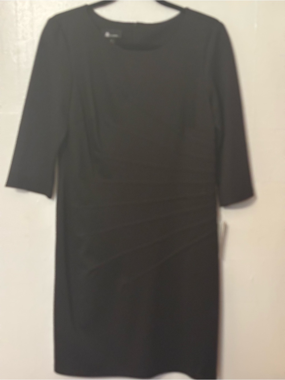 AB Studio Black Midi Sheath Dress with Three-Quarter Sleeves